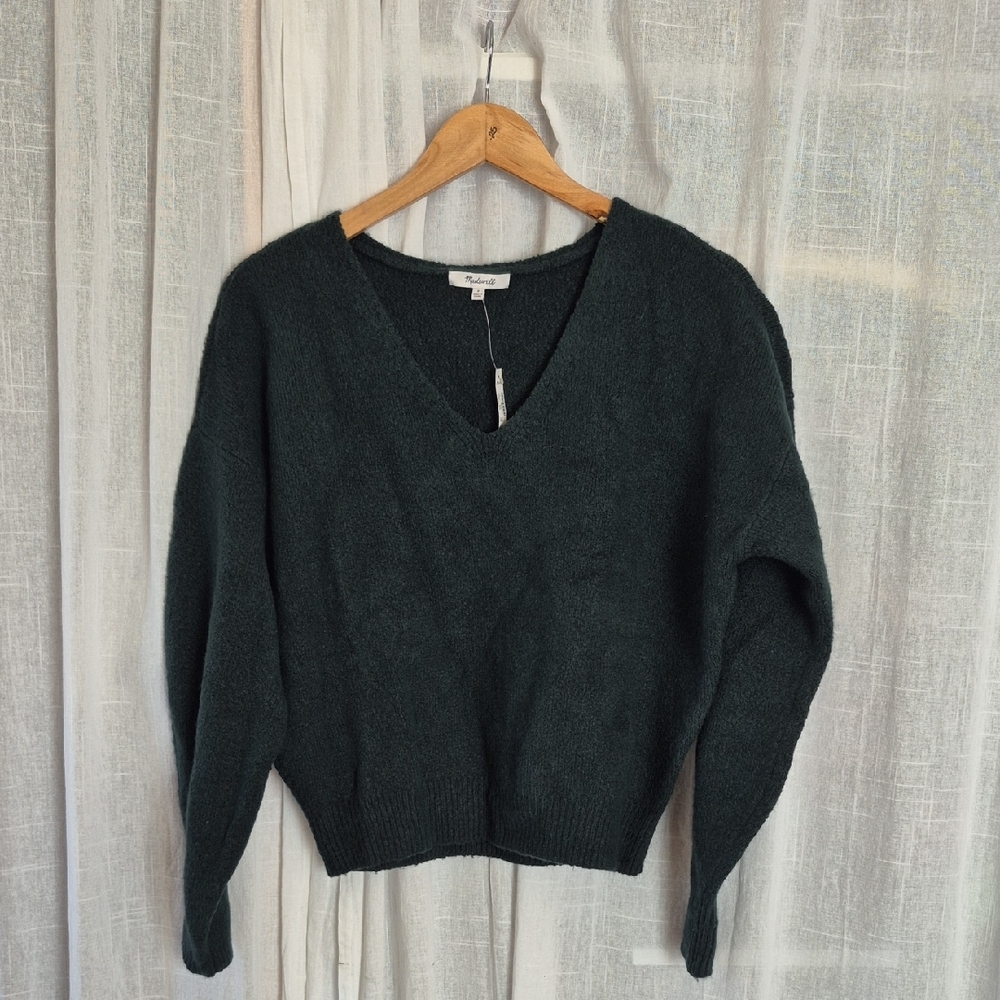 NWT Madewell Green Deep Hunter V-Neck Sweater